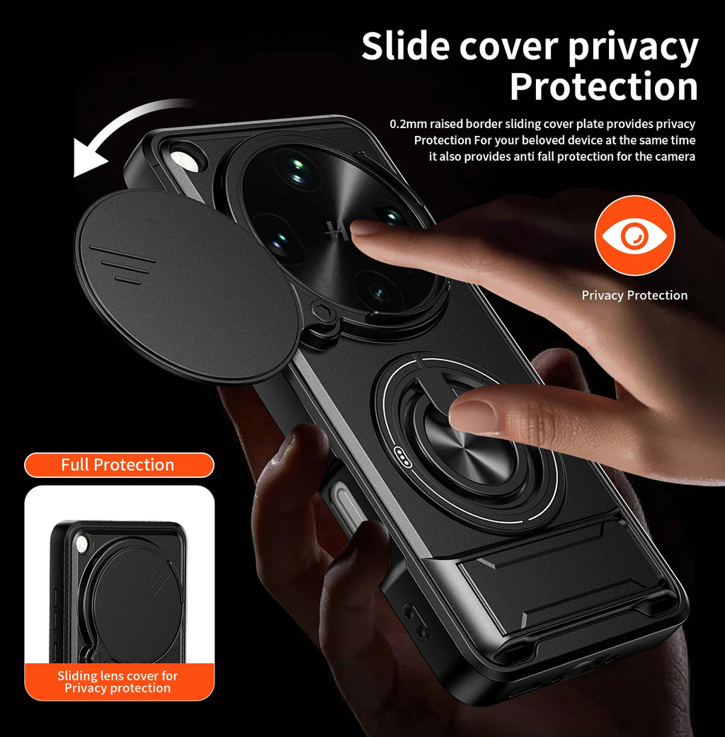 For OPPO Find X9 Ultra Sliding cover sliding window plastic magnetic phone case rotating ring protective cover For X9 Ultra