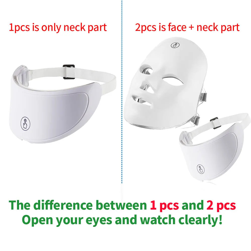 Face and Neck Beauty Machine LED Facial Mask Photon Neck Mask with 7 Colors Skin Care Massager