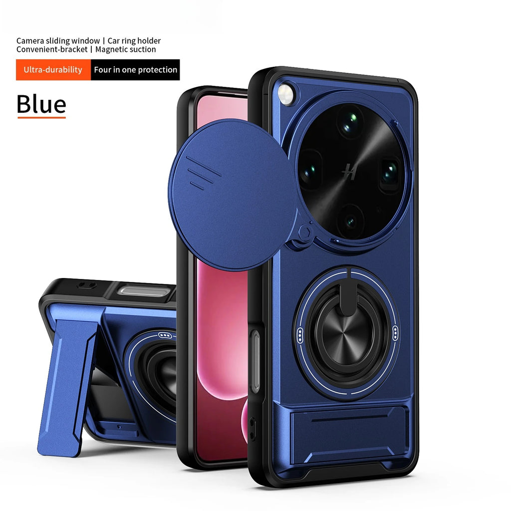 For OPPO Find X9 Ultra Sliding cover sliding window plastic magnetic phone case rotating ring protective cover For X9 Ultra