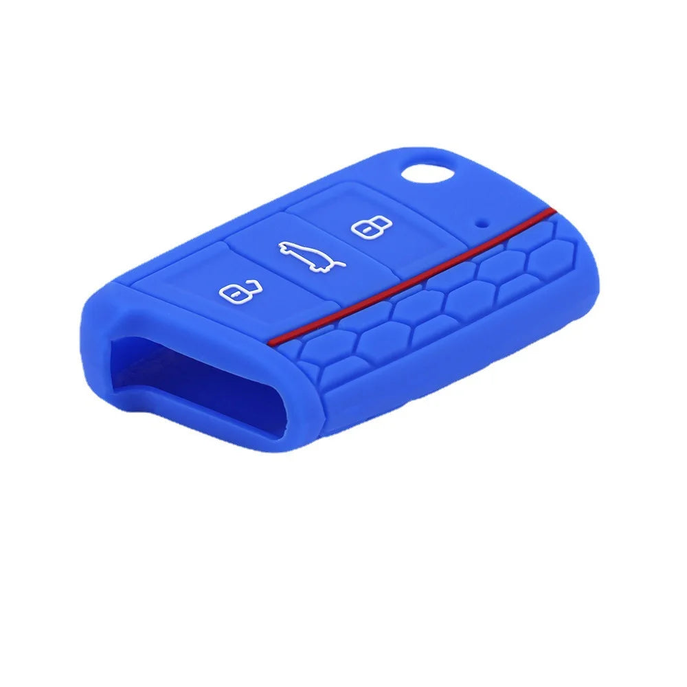 Car Key Cover Case Silicone Shell For VW Golf 7 MK7 VII Tiguan Rimmed Silicone Key Cover Lamdo Soft Drop Rubber Red Line Car