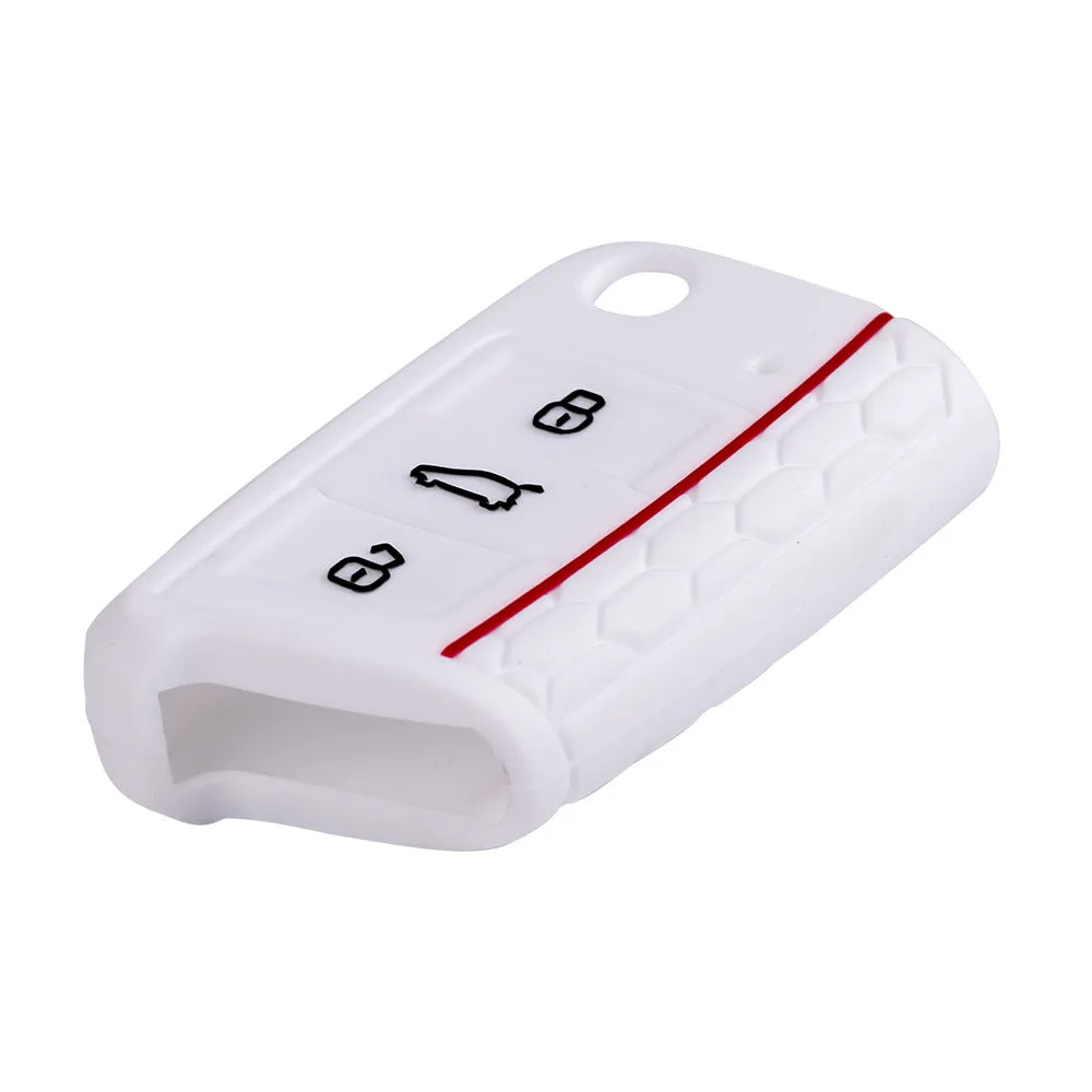 Car Key Cover Case Silicone Shell For VW Golf 7 MK7 VII Tiguan Rimmed Silicone Key Cover Lamdo Soft Drop Rubber Red Line Car