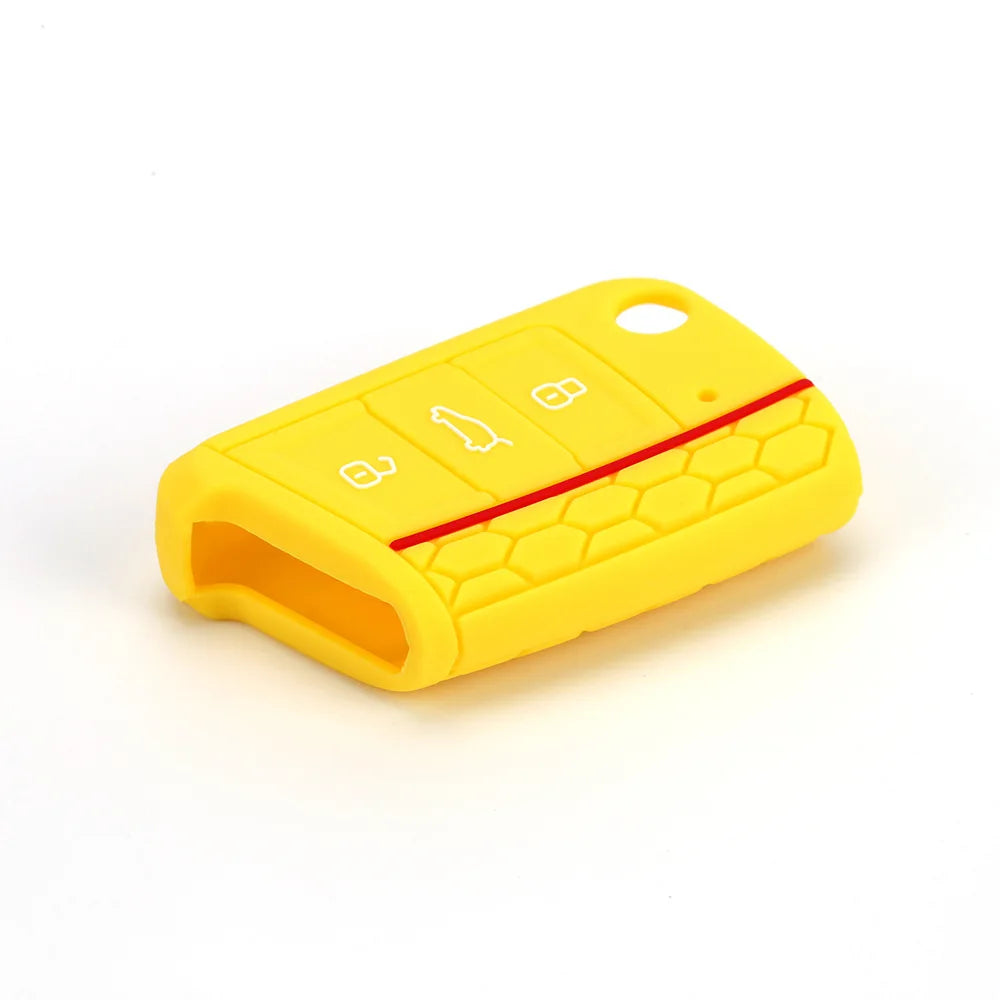 Car Key Cover Case Silicone Shell For VW Golf 7 MK7 VII Tiguan Rimmed Silicone Key Cover Lamdo Soft Drop Rubber Red Line Car