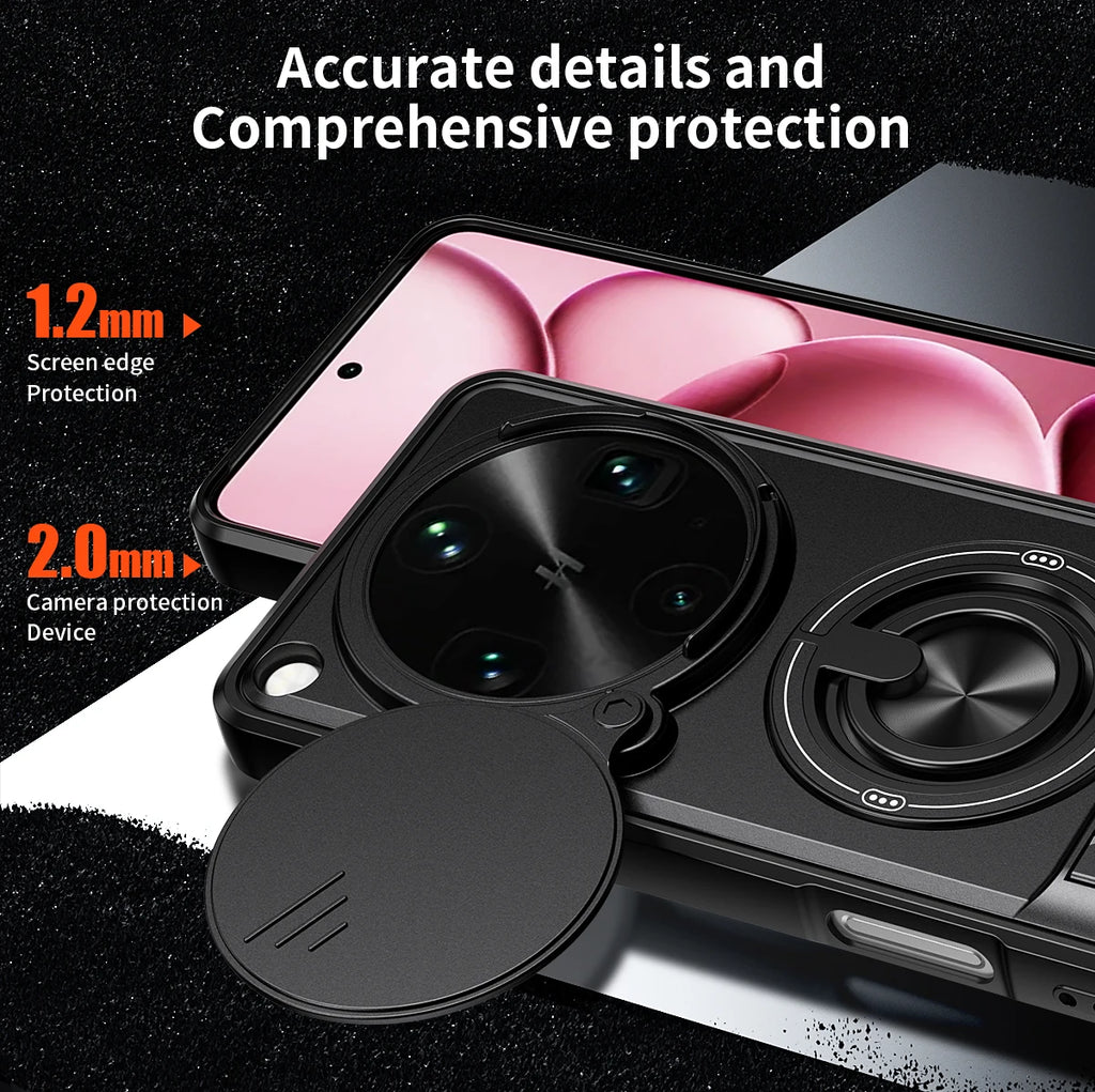 For OPPO Find X9 Ultra Sliding cover sliding window plastic magnetic phone case rotating ring protective cover For X9 Ultra