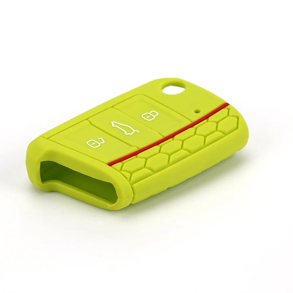 Car Key Cover Case Silicone Shell For VW Golf 7 MK7 VII Tiguan Rimmed Silicone Key Cover Lamdo Soft Drop Rubber Red Line Car