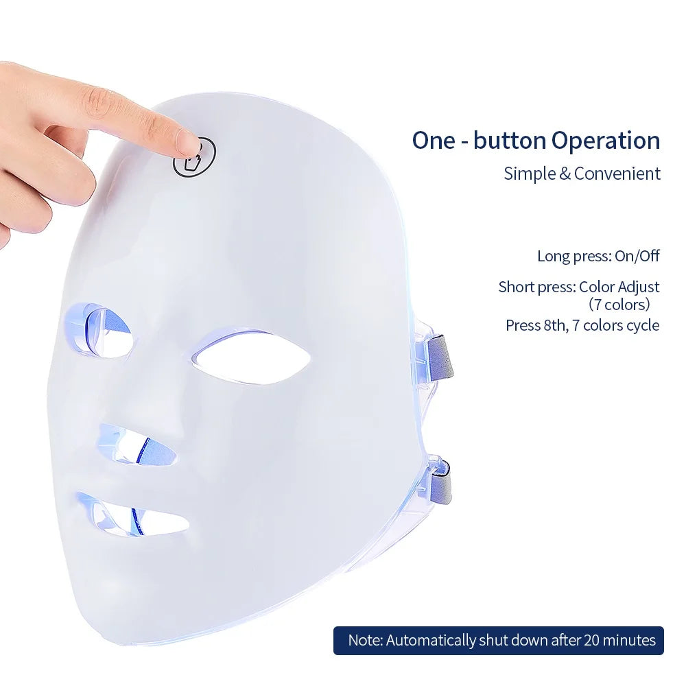 Face and Neck Beauty Machine LED Facial Mask Photon Neck Mask with 7 Colors Skin Care Massager