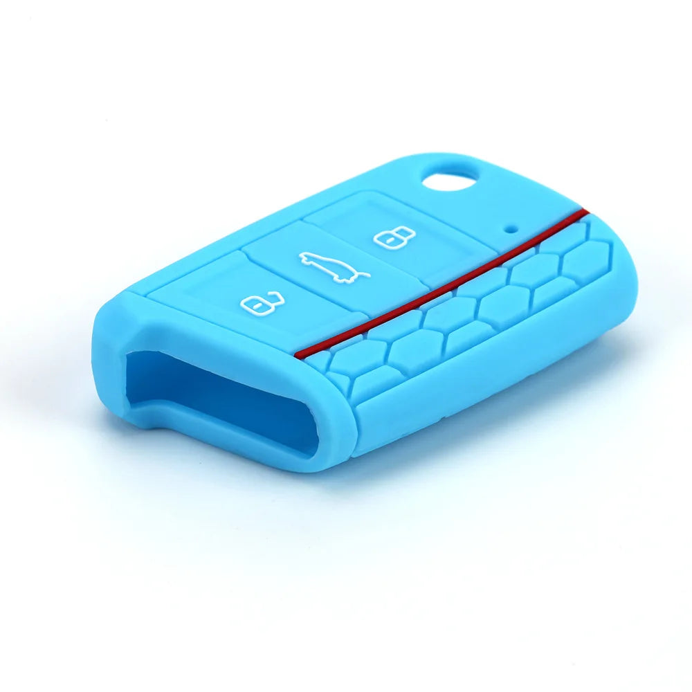 Car Key Cover Case Silicone Shell For VW Golf 7 MK7 VII Tiguan Rimmed Silicone Key Cover Lamdo Soft Drop Rubber Red Line Car