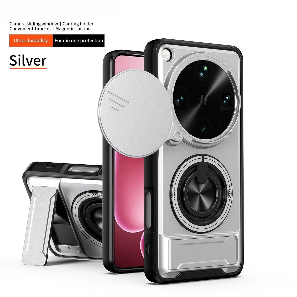 For OPPO Find X9 Ultra Sliding cover sliding window plastic magnetic phone case rotating ring protective cover For X9 Ultra