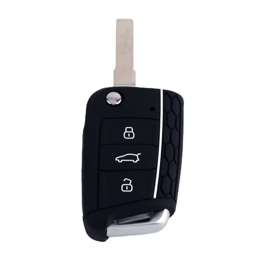 Car Key Cover Case Silicone Shell For VW Golf 7 MK7 VII Tiguan Rimmed Silicone Key Cover Lamdo Soft Drop Rubber Red Line Car