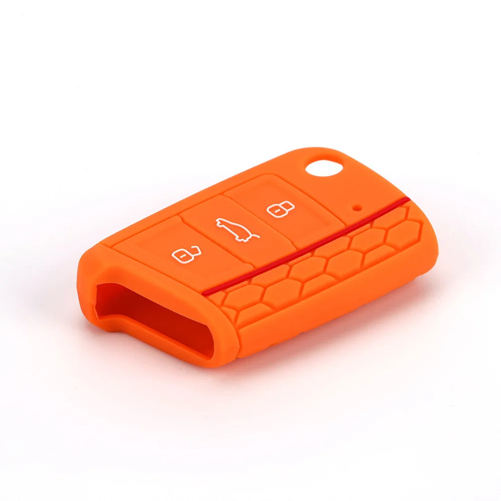 Car Key Cover Case Silicone Shell For VW Golf 7 MK7 VII Tiguan Rimmed Silicone Key Cover Lamdo Soft Drop Rubber Red Line Car
