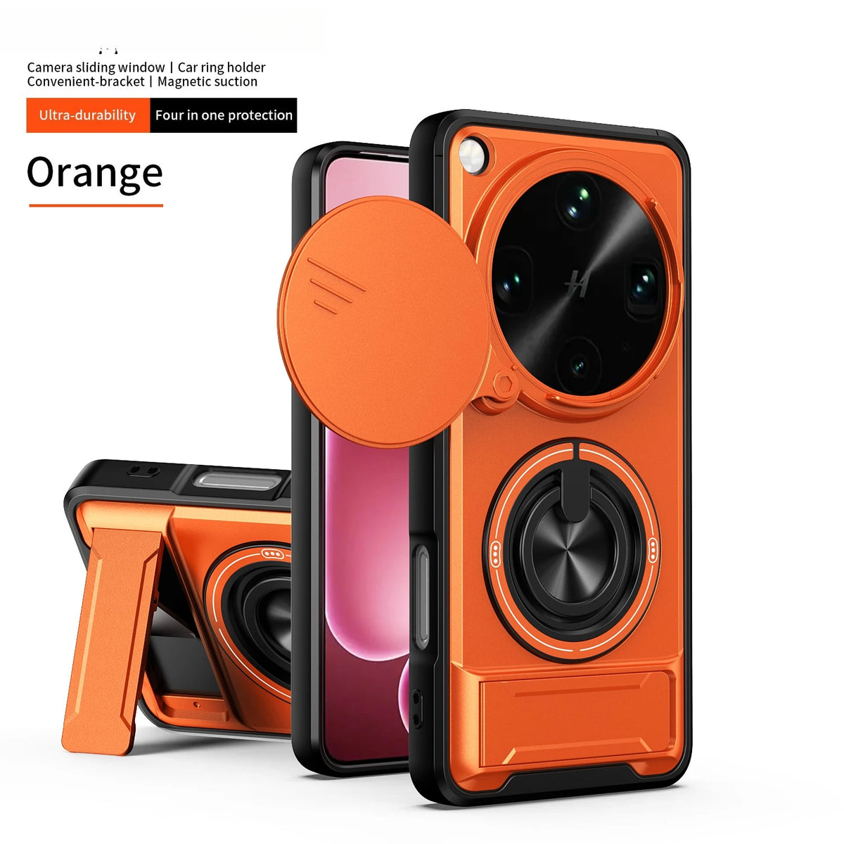 For OPPO Find X9 Ultra Sliding cover sliding window plastic magnetic phone case rotating ring protective cover For X9 Ultra