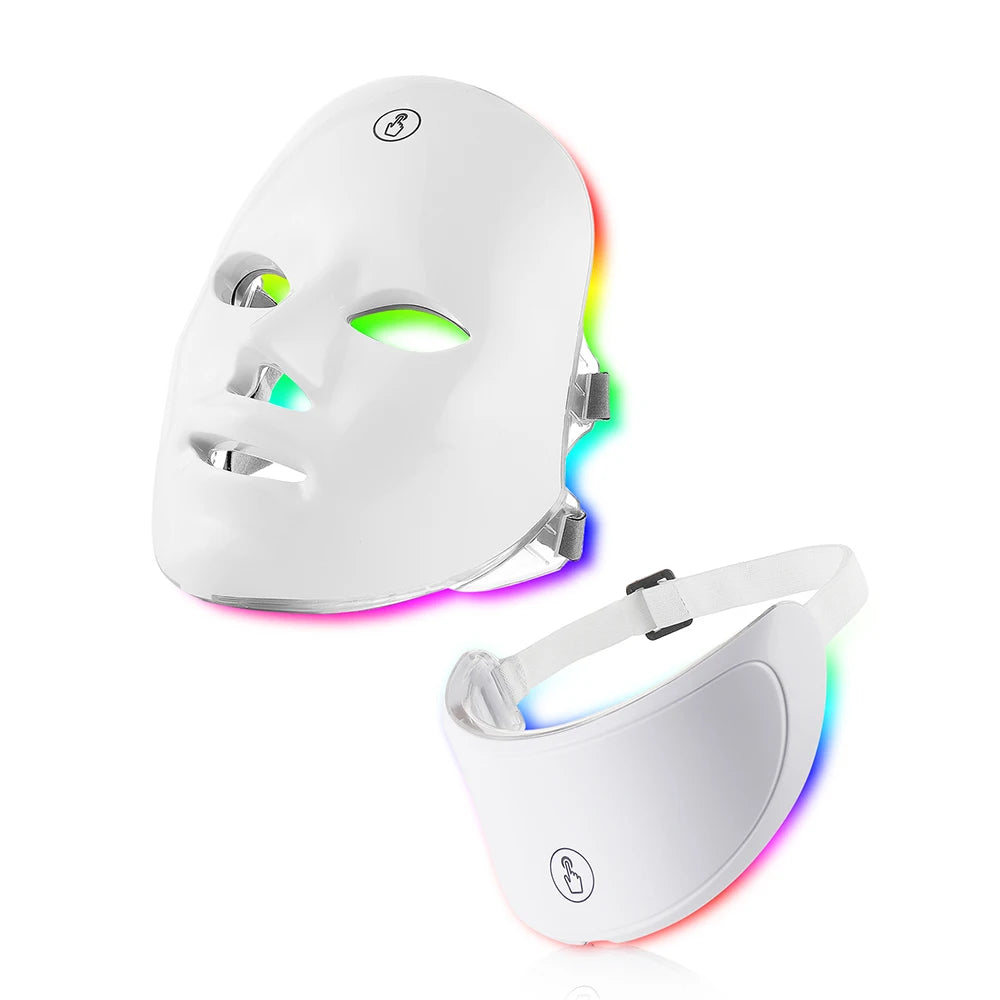 Face and Neck Beauty Machine LED Facial Mask Photon Neck Mask with 7 Colors Skin Care Massager