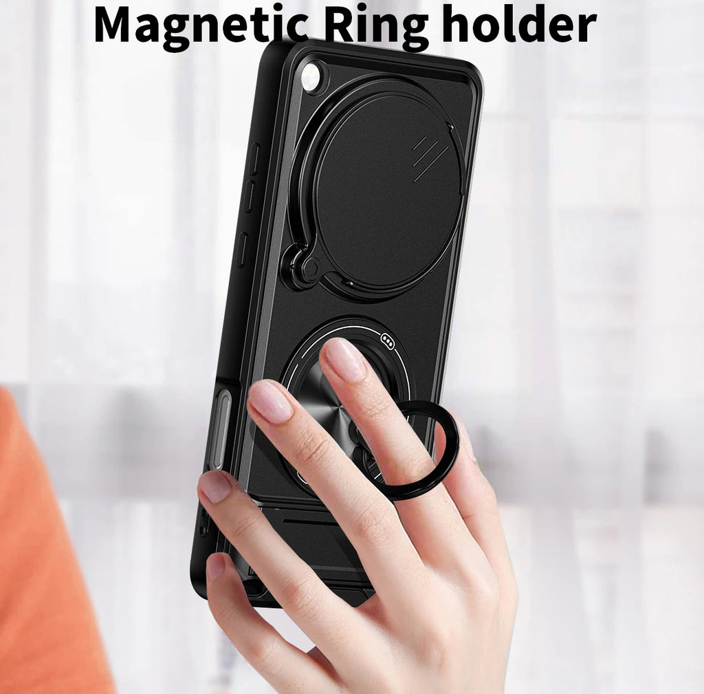 For OPPO Find X9 Ultra Sliding cover sliding window plastic magnetic phone case rotating ring protective cover For X9 Ultra