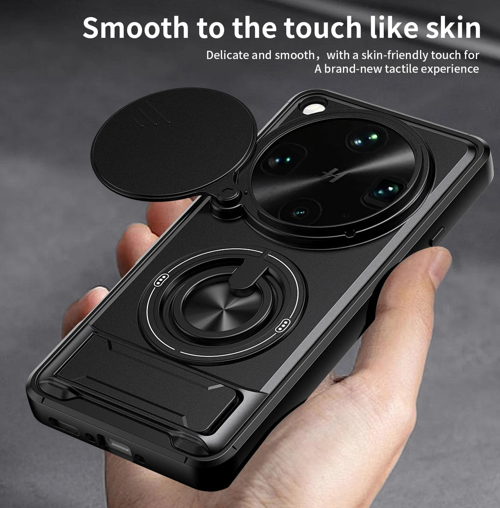 For OPPO Find X9 Ultra Sliding cover sliding window plastic magnetic phone case rotating ring protective cover For X9 Ultra