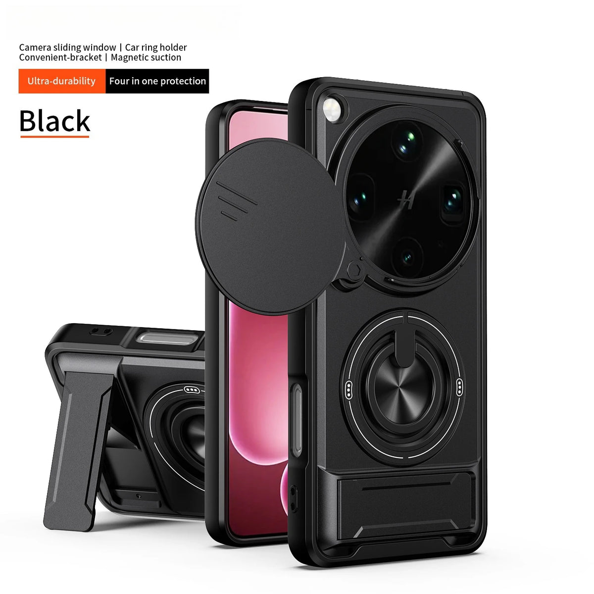 For OPPO Find X9 Ultra Sliding cover sliding window plastic magnetic phone case rotating ring protective cover For X9 Ultra