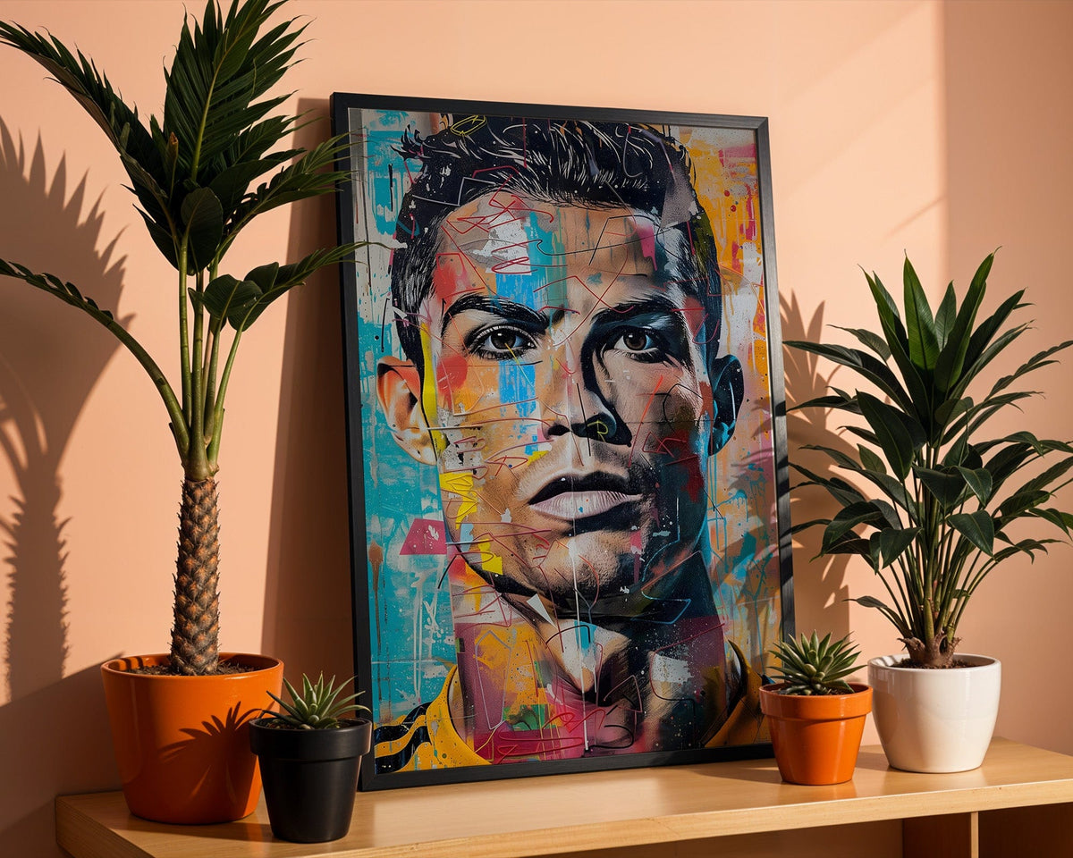 Street Art Fußball Legende Ronaldo · Pop Art Wandbild · Modernes Graffiti Poster ohne Rahmen